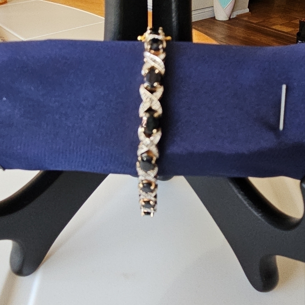 Presidium Tested Sapphire Diamond .925 Silver Gold  Plated Bracelet